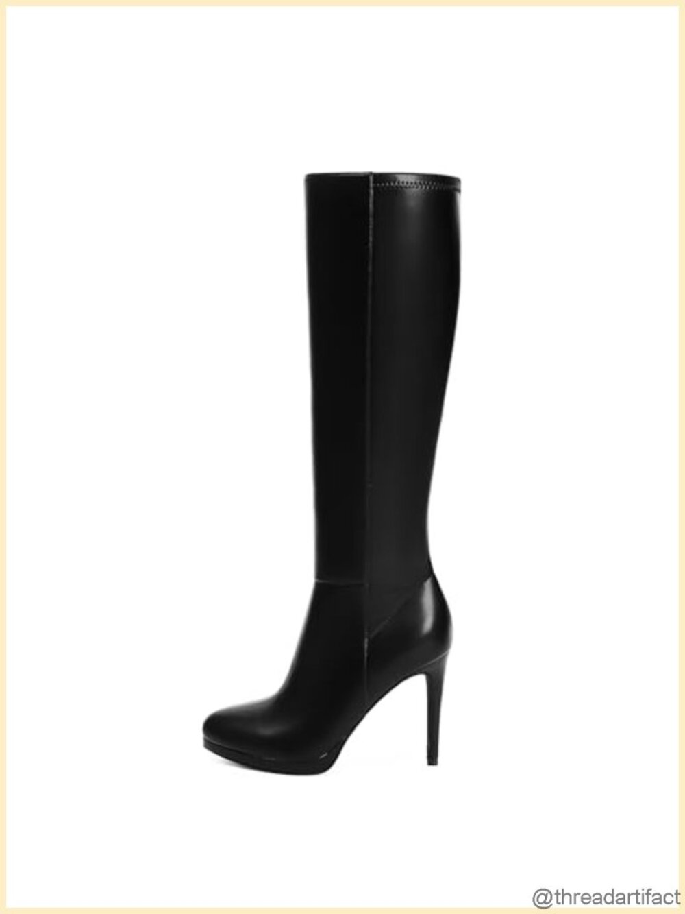 Knee High Platform Boots Womens Stiletto Heel Faux Leather Round Toe Tall Boots